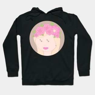 Girl With Pink Flowers In Hair Digital Art | Melanie Jensen Illustrations Hoodie